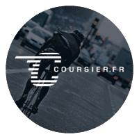 Logo Coursier.fr avec livreur sur un vélo